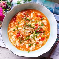 西红柿虾干豆腐羹