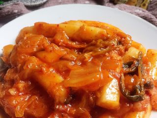 11、泡菜培根炒年糕,完成。