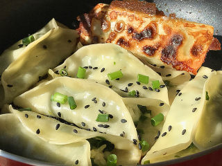 16、磷虾韭菜锅贴,看这：焦香的脆底