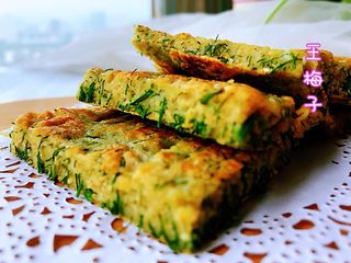 8、茴香苗鸡蛋饼,成品。