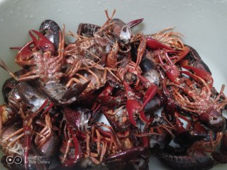 3、美味小龙虾,小龙虾去头、去虾线再冲洗3遍。