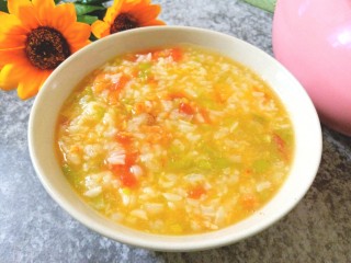 23、番茄丝瓜补钙粥,成品图