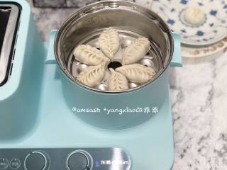 9、三鲜柳叶饺子,早餐机，煮锅中加入适量的水，把火力调至最大把水烧开，放入饺子