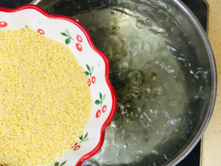 8、苹果小米粥,煮大约一分钟，加入已经清洗干净的小米