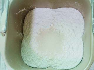 1、河南韭菜粉条水煎包,面粉加入酵母和适量的温水和成面团，进行发面工序