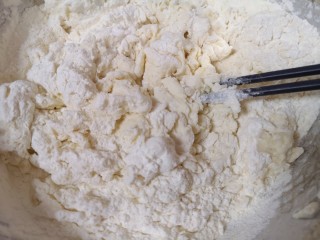 2、胡萝卜韭菜馅包子,将酵母水加入面粉中，先用筷子搅拌成絮状。