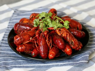 12、麻辣小龙虾,将小龙虾摆在盘里，撒上香菜即可