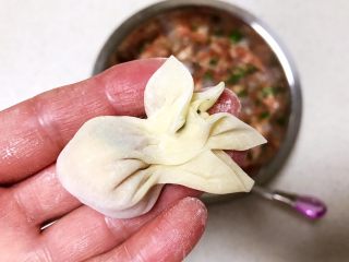18、宝宝健康食谱  小金鱼虾仁猪肉抄手,一个小金鱼抄手包好了