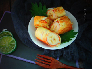 14、香蕉土司卷,可沾甜辣酱吃,味道更厚重