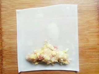 10、河粉包肉之卷河粉,白菜和肉末敷上河粉皮的中间