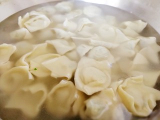 19、鸡汤馄饨,清水烧开，下馄饨。水开煮2分钟左右就熟了。