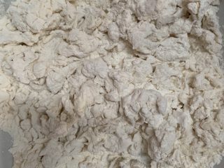 4、韭菜粉丝蒸饺,搅拌成棉絮状。