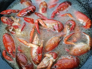 12、蒜香小龙虾,加入适量水将龙虾炖一会，如果有啤酒可以用啤酒代替水效果更好。