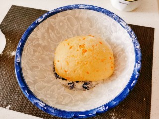 9、胡萝卜馒头,和成软硬适中的面团 静置发酵