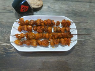 14、烤鸡肉串,成品图