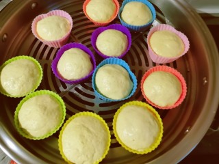 10、小米发糕,全部做好  放入蒸锅 