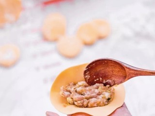 14、彩色水饺,取出肉馅，开始包饺子