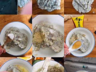 4、广式煎扒虾胶酿西兰花,虾仁解冻控水，用刀碾成泥状用刀剁细，加上切好的葱末一起剁细起胶放入碗中，加入2g盐、0.5g胡椒粉、1汤匙料酒、半个蛋清、1汤匙淀粉顺时针搅拌均匀，打保鲜膜入冰箱冷冻半小时备用