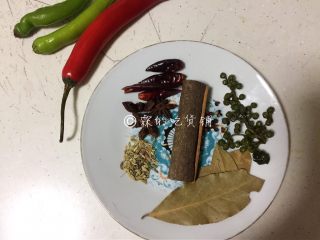 2、青花椒辣卤小龙虾,准备好煮卤水的所有材料(具体材料用多少量、可以根据你的口味来决定。)