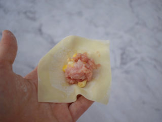 6、鲜肉小馄饨,四边刷一遍水