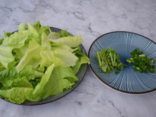 10、鲜肉小馄饨,生菜洗净切段，葱切葱花，香菜切寸段