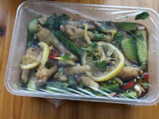 13、≈酸辣泡爪≈,盖上盖子或者保鲜膜，放入冰箱冷藏一晚上