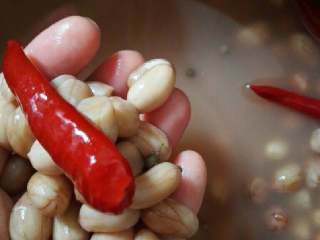 2、酒鬼花生,花生米洗净，锅中加入适量清水，放入几个干辣椒，一小撮花椒烧开，然后将洗净的花生米倒入锅中，盖上锅盖焖泡一小时左右。