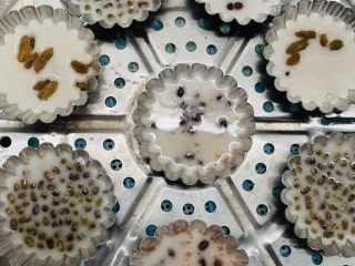 15、钵仔糕,搅拌均匀慢慢倒入模具里，7，8，9分满都可以。