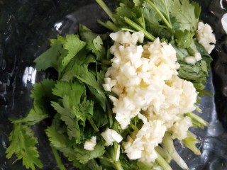 9、凉拌猪耳朵,准备蒜末，香菜。