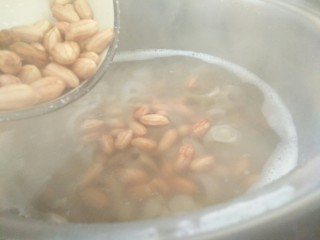 10、#猪年#花生猪皮冻,等到猪皮煮到一个小时左右时，就可以把花生放进去同煮