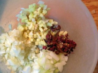 6、九转大肠,调料二：葱姜蒜末，八角花椒