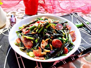 13、我爱家乡菜系列➕紫菜苔炒香肠,成品