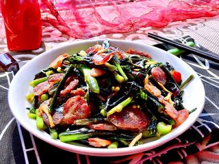 15、我爱家乡菜系列➕紫菜苔炒香肠,成品