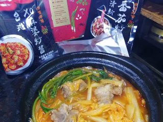 4、番茄火锅底料炖娃娃菜排骨煲,成品图