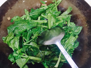 5、蚝油芥兰,然后下芥兰不停的翻炒。