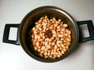 6、生抽八角花生仁,放入一个八角