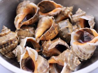 1、温拌海螺,把买回来的海螺先放入盆中,我今天买了3斤,一次吃不完,可以煮熟了放入冰柜,随吃随取哟。