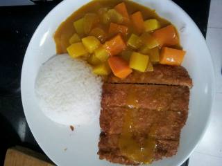 8、咖喱猪排饭,摆盘