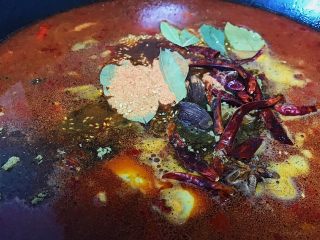 15、下酒神器:麻辣牛板筋,倒入干辣椒/八角/香叶/五香粉/辣椒粉