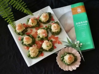 15、豇豆酿鸡蓉,淋到主菜上面