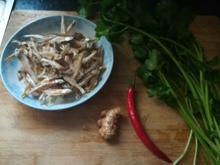 1、#下酒菜#炒白公鱼干,所有食材合影