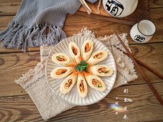 10、五彩豆皮卷——解年腻必备,摆盘即可。
