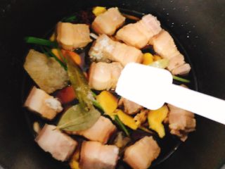 13、电饭煲版东坡肉,加入1勺半的盐。