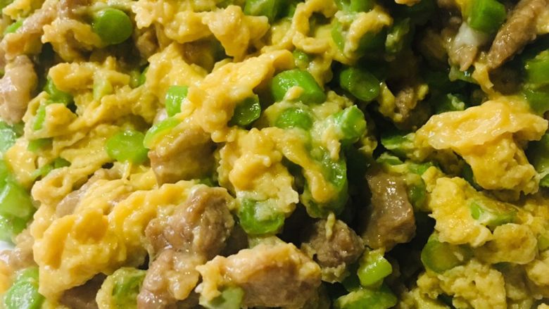 豆角猪肉炒鸡蛋