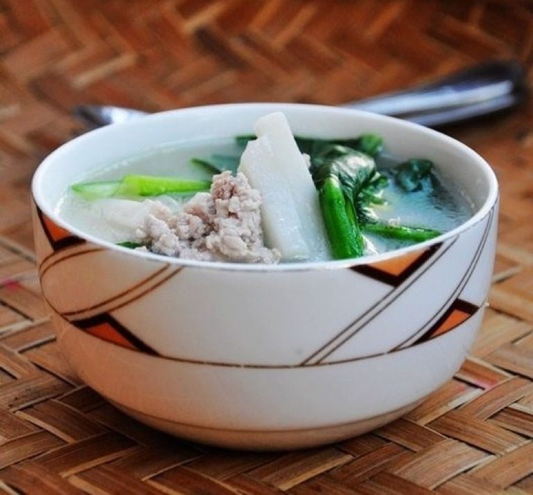 菜心肉末汤年糕