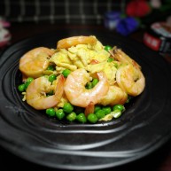 鲜虾滑蛋炒碗豆