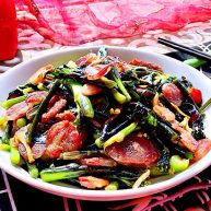 我爱家乡菜系列紫菜苔炒香肠