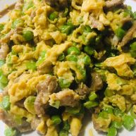 豆角猪肉炒鸡蛋