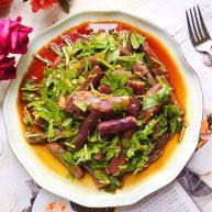 蒜蓉茄子芝麻菜