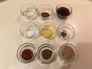 4、孜然羊肉,调味料九宫格????